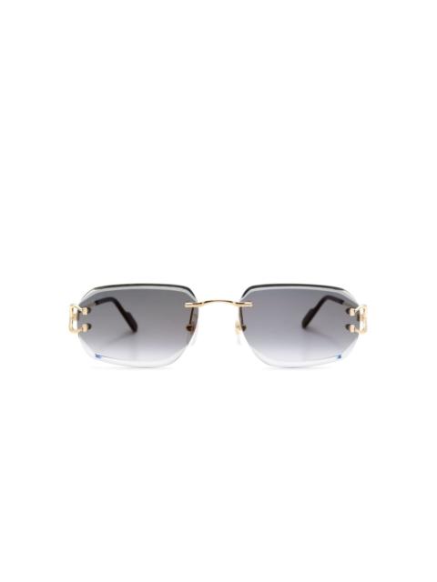 rimless rectangle-frame sunglasses