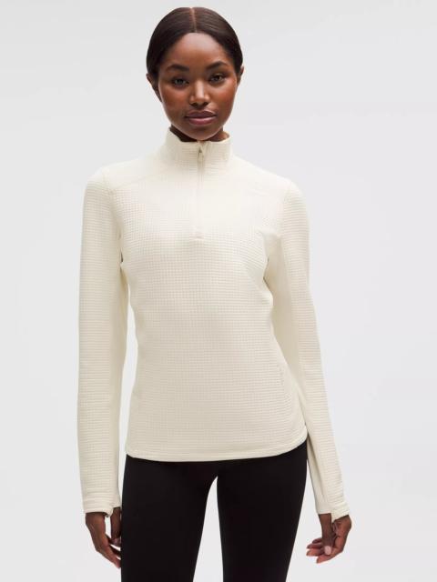 Waffle-Knit Half-Zip Long-Sleeve Shirt