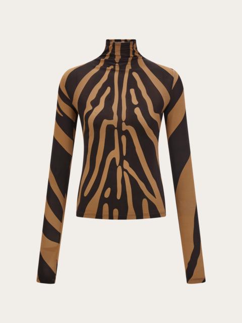 Stretch jersey turtleneck