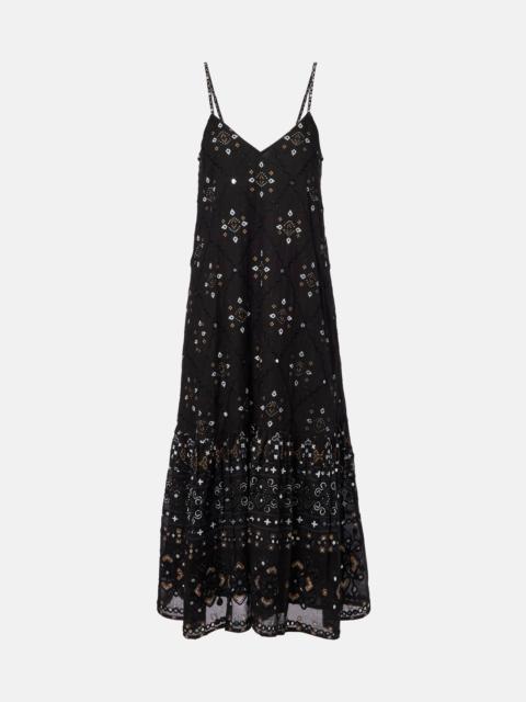 Embroidered cotton midi dress