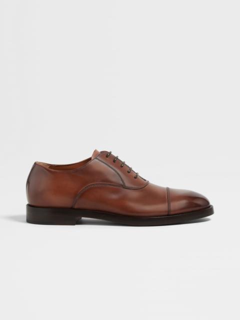 LIGHT BROWN LEATHER TORINO OXFORD SHOES