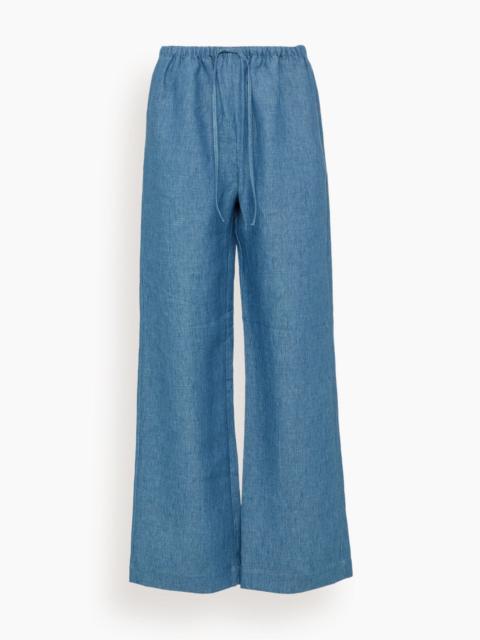 Relaxed Linen Trousers in Ocean Blue