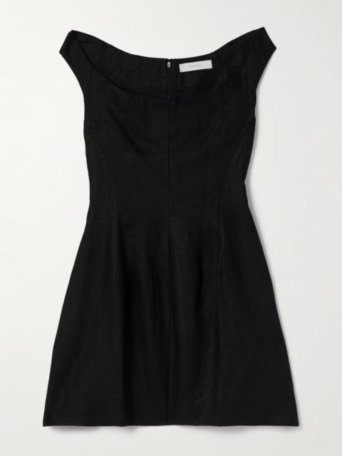 Olmeto Off-the-shoulder Linen Mini Dress