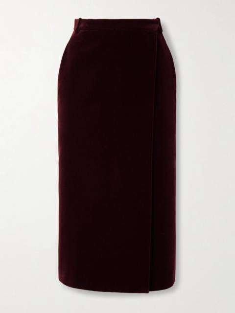 Cotton-velvet midi skirt Burgundy