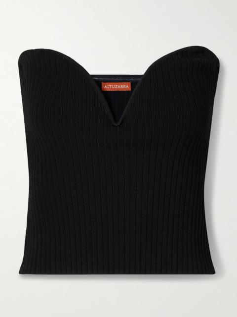 Lennon Strapless Ribbed-knit Bustier Top