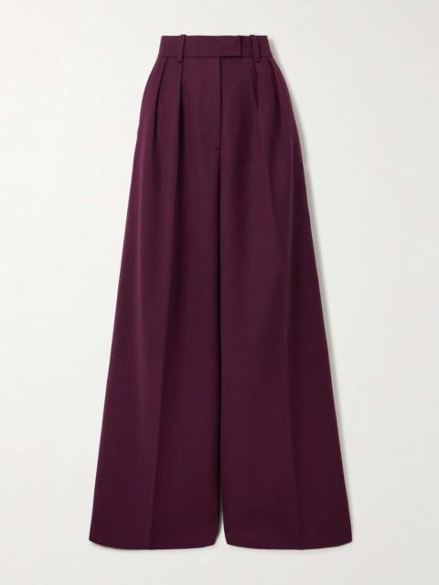 Lou pleated woven wide-leg pants Burgundy