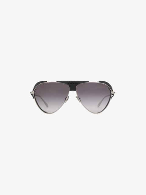 AVIATOR SUNGLASSES IN METAL AND LEATHER