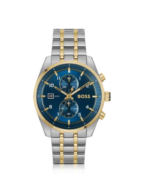 TWO-TONE CHRONOGRAPH WATCH WITH BLUE DIAL