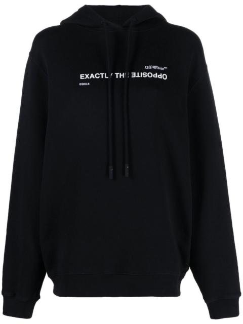 slogan-print drawstring hoodie