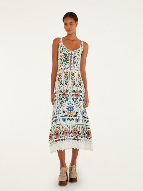 Off-White Stitched Garden Sleeveless Maxi Dress