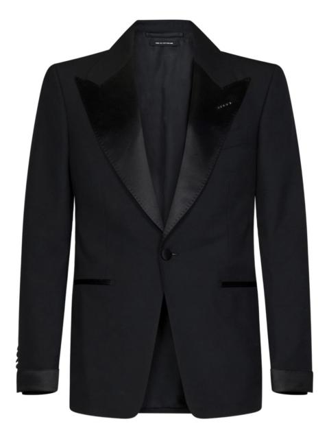 silk-lapel single-breasted wool jacket