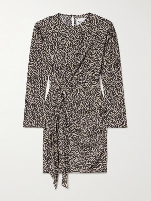 Dulce Wrap-effect Twist-front Printed Crepe De Chine Mini Dress