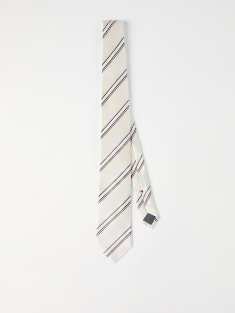 Regimental stripe silk and cotton tie