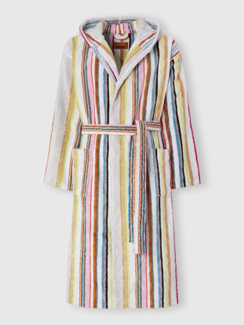 Moonshadow cotton terry bathrobe with lurex