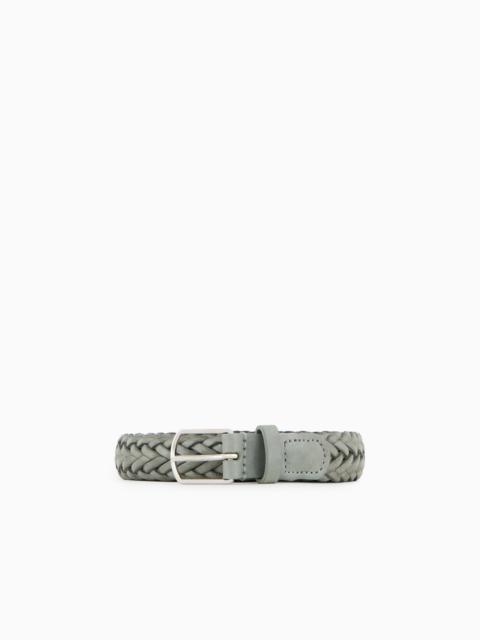 Woven leather belt