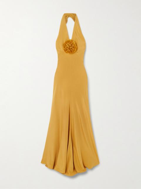 Embellished Silk-crepe Halterneck Gown