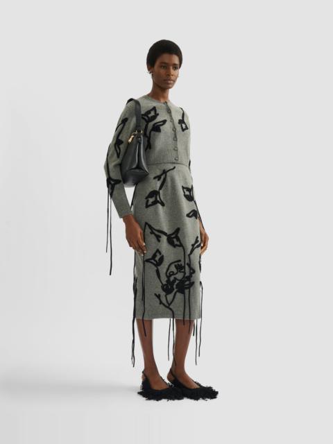 EMBROIDERED MERINO WOOL CROPPED CARDIGAN