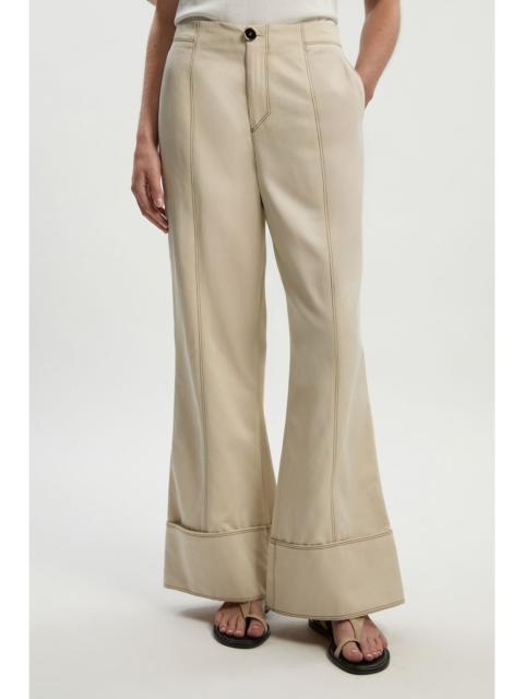 Petite Tencel Cotton Contrast Stitch Woven Straight Leg Trouser