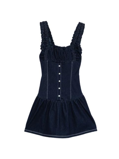 frankies bikinis denim dress Christa - 20121DM | luosophy Halter top Color:Pearl sleeve Bottomless Brunch Outfits To low cuts and high