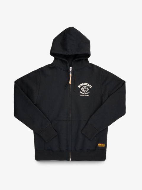 PRINTED 14OZ ULTRA HEAVYWEIGHT LOOPWHEEL COTTON ZIPPERED HOODIE - BLACK