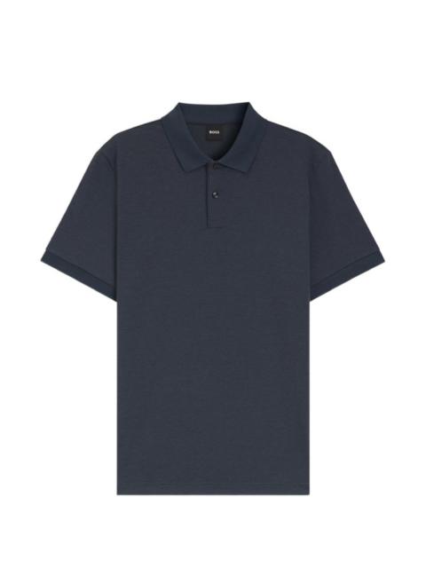 textured short-sleeved polo shirt