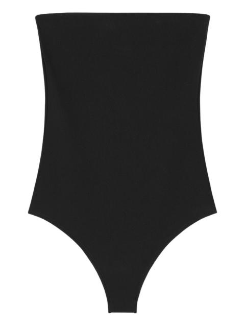 strapless button-fastening bodysuit