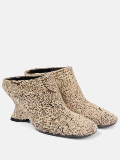 Jacquard wedge mules