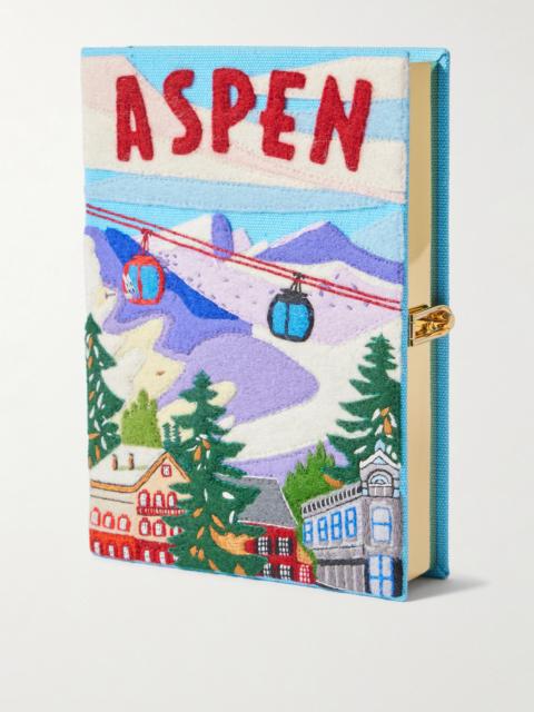 Aspen Embroidered Appliquéd Canvas Clutch