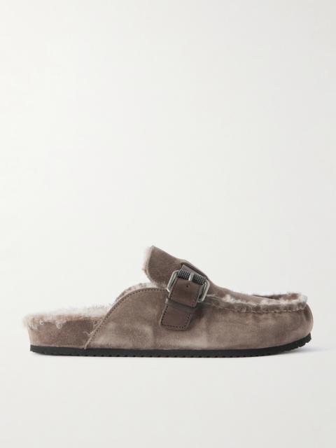 Buckled Shearling Mules