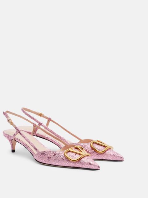 VLogo cloqué jacquard slingback pumps