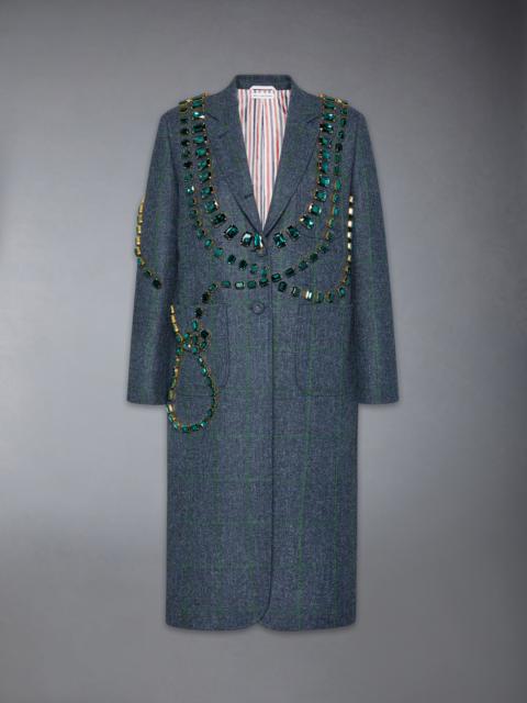 WINDOWPANE HUNTING TWEED TROMPE L'OEIL JACKET WITH SWAROVSKI CRYSTAL