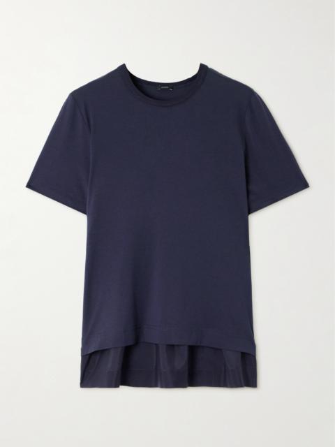 Pleated Cotton And Silk-blend Jersey And Gathered Silk-habotai T-shirt