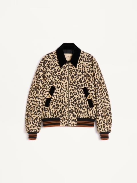 VALENTINO BOMBER JACKET IN WOOL DRAPE WITH VGOLD ON SIDE POCKETS