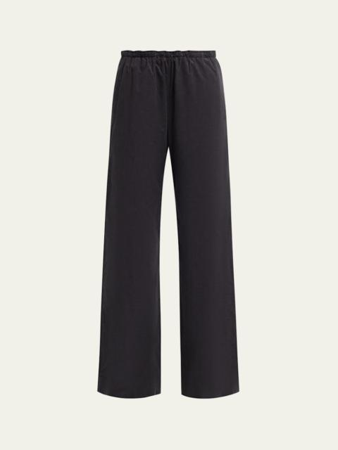 Mid-Rise Pull-On Cotton Pants