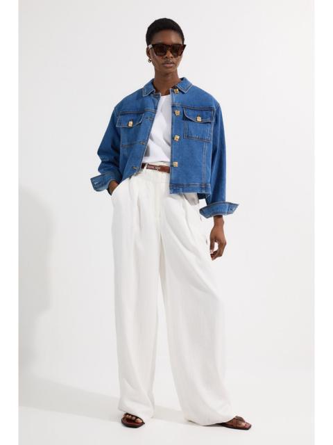 Denim Button Front Tailored Jacket