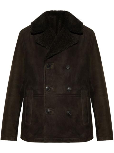 double-breasted leather jacket