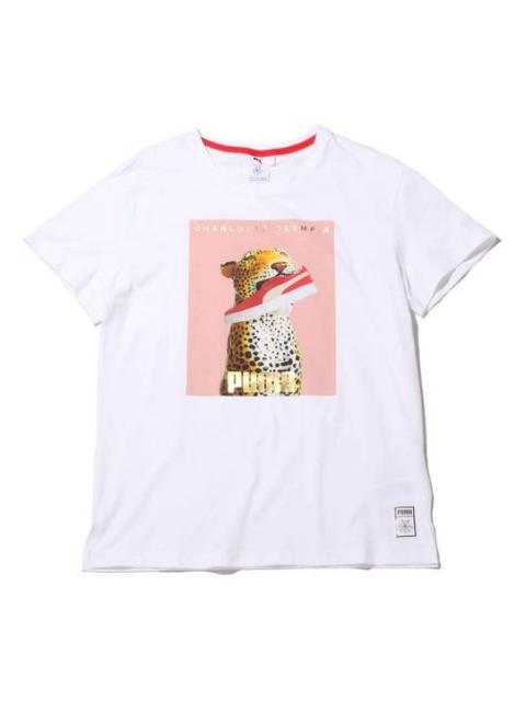 (WMNS) PUMA x Charlotte Crossover SP20 Logo Printing Round Neck Short Sleeve White 596763-52