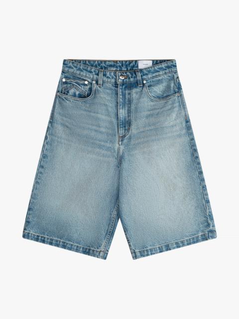 DROP CROTCH DENIM SHORTS