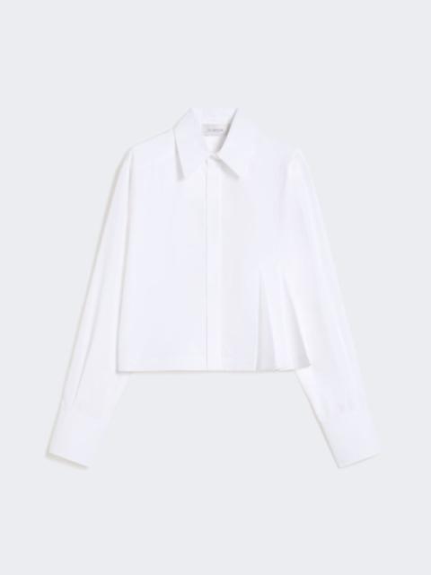 Cropped poplin shirt with asymmetrical pleats - optical white