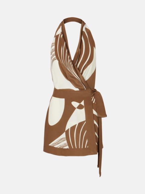 Almara printed silk wrap dress