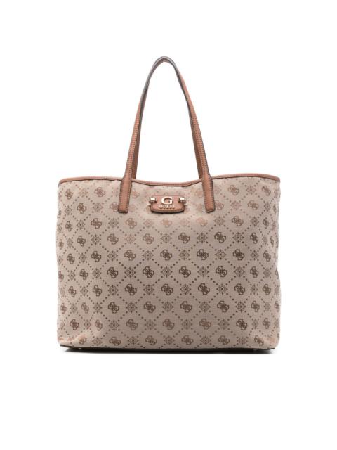 logo-plaque monogram tote bag