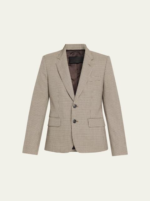 Ysee Houndstooth Wool Single-Breasted Blazer Jacket