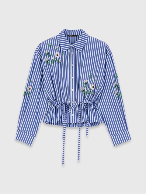 Cropped embroidered striped shirt