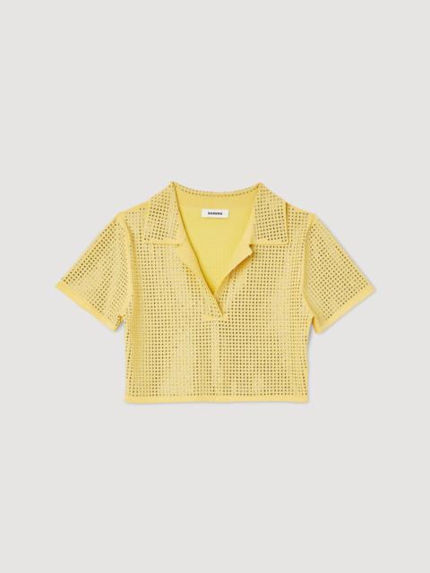 CROPPED RHINESTONE SWEATER