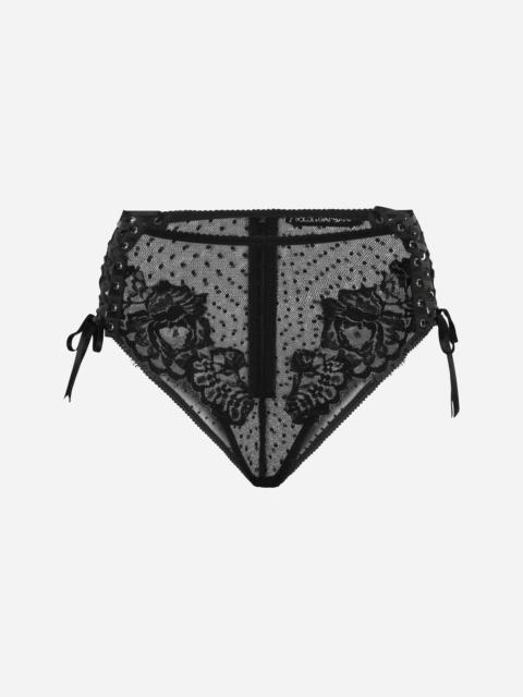 High-waisted lace briefs