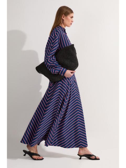 Cotton Stripe Full Midi Skirt