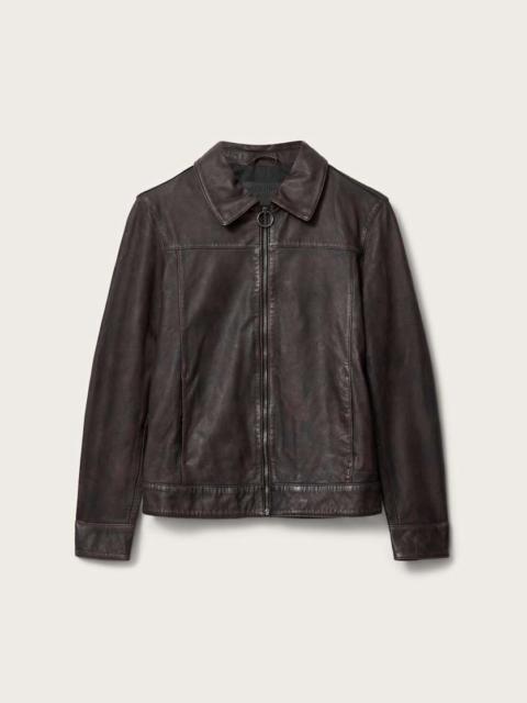 ALKAN ZIP UP TWO TONE LEATHER JACKET