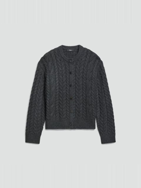 Cable-Knit Cardigan in Felted Wool-Cashmere