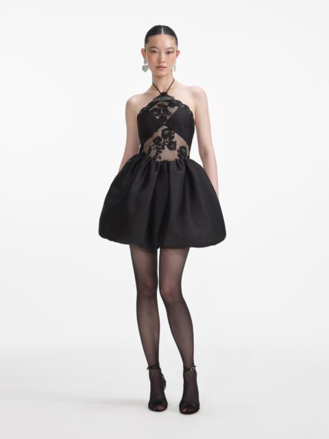 Black Taffeta Halterneck Mini Dress