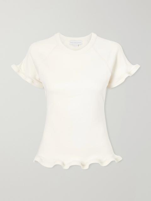 Ruffled Cotton-jersey T-shirt